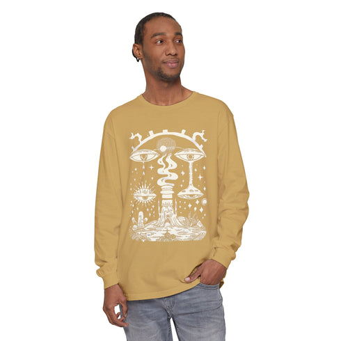 Paradoxical Perspective (Front design) - Unisex Garment-dyed Long Sleeve T-Shirt